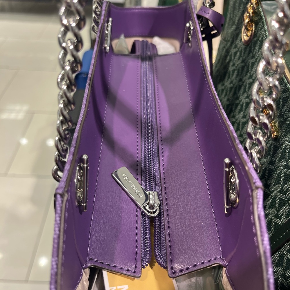 Michael Kors Dark Purple Shoulder Chain Tote - Picture 4 of 6